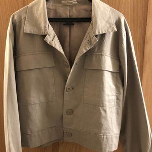 Cropped linen/cotton jacket with tea length sleeve